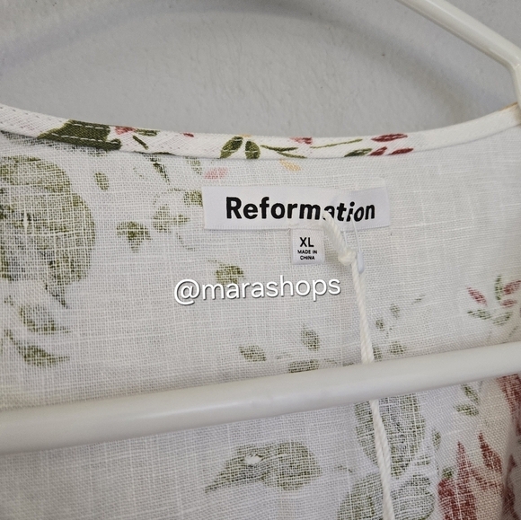 Reformation Weiss Linen Wrap Floral Print Dress - Picture 8 of 8